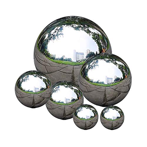 zosenda Stainless Steel Gazing Ball, 6 Pcs 50-150 mm Mirror Polished Hollow Ball Reflective Garden Sphere, Floating Pond Balls Seamless Gazing Globe for Home Garden Ornament Decorations