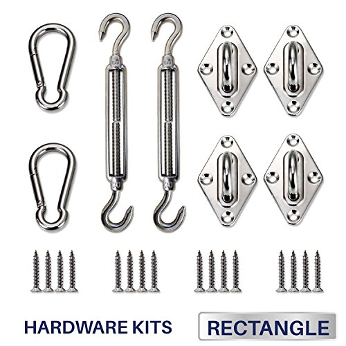 Windscreen4less Sun Shade Sail Hardware Kit - 8 Inches - Super Heavy Duty - For Rectangle and Square Sun Shade Sail
