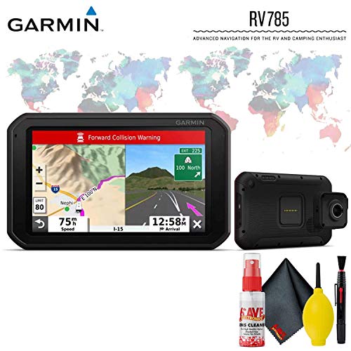 Garmin RV 785 & Traffic, Advanced GPS Navigator for RVs with Built-in Dash Cam, 7' Touch Display and Voice-Activated Navigation Base Accessory Kit