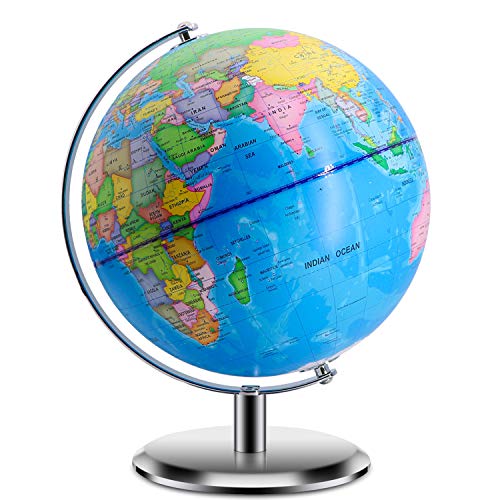 World Globes for Kids - 9 Inch Diameter - Educational World Globe with Stand Adults Desktop Geographic Gobles Discovery World Globe Educational Toy for Children - Geography Learning Toy