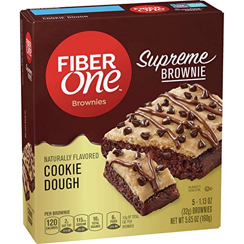 Fiber One Supreme Brownies, Cookie Dough, 5 ct (Pack of 8)