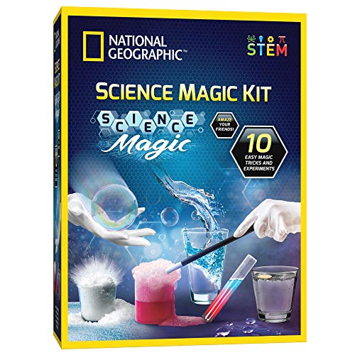 NATIONAL GEOGRAPHIC Magic Chemistry Set - Perform 10 Amazing Easy Tricks with Science, Create a Magic Show with White Gloves & Magic Wand, Great STEM Learning Science Gift for Boys and Girls