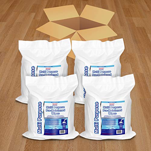 Wet Wipes Bulk Buy - 4 x 800 Count Refill Bags (3200 Wipes) - for Upward Pull Dispenser Ideal of Public use