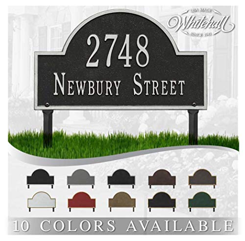 Personalized Cast Metal Address plaque - Lawn Mounted Arch Plaque. Display Your Address and Street Name. Custom House Number Sign.