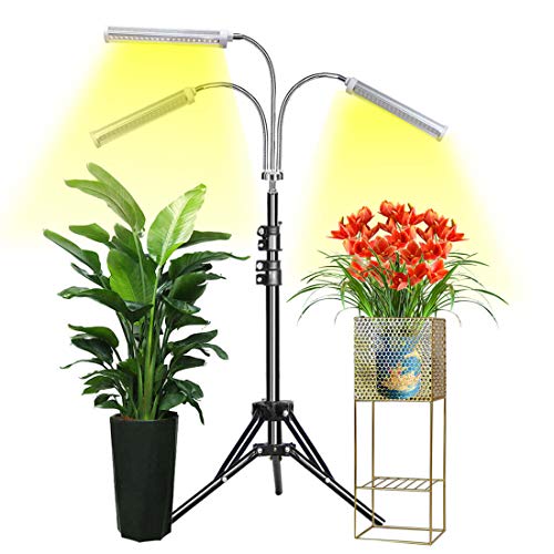 Grow Light Abonnylv Floor LED Grow Light with Stand, Tri-Head Sunlike Full Spectrum 150W 315 LEDs Plant Light for Indoor Plants,Tripod Stand Adjustable 15-47 in & 3 Modes