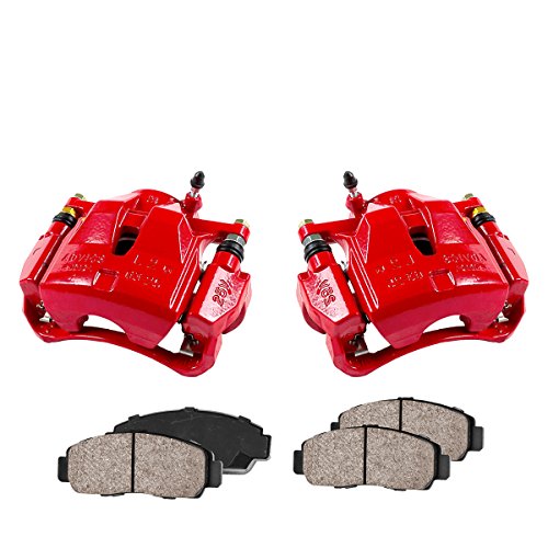 Callahan CCK01101 [2] FRONT Performance Loaded Powder Coated Red Caliper Assembly + Quiet Low Dust Ceramic Brake Pads