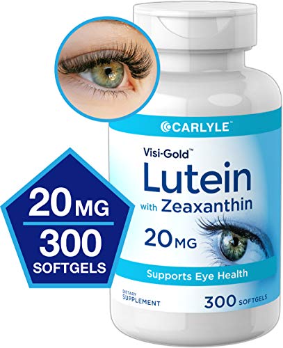 Lutein and Zeaxanthin 20mg | 300 Softgels | Eye Health Vitamins | Non-GMO & Gluten Free Supplement | by Carlyle