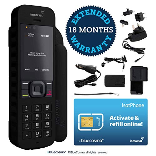 BlueCosmo Inmarsat IsatPhone 2.1 Satellite Phone Kit (SIM Included) - Global Coverage - Voice, SMS, GPS Tracking, Emergency SOS - Prepaid and Monthly Service Plan Options