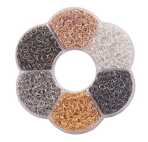 YAKA 3000Pcs 5mm1Box 6 Colors Open Jump Ring,Ring Jewelry Keychain for Jewelry Making Accessories,1Pcc Jump Ring Open/Close Tool and 1Pcs Clear Box (0.19'/5mm)