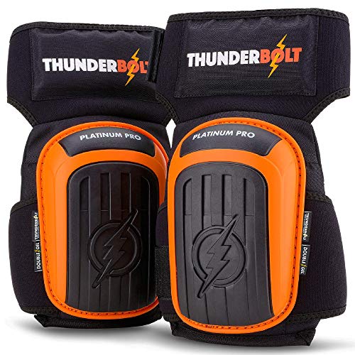 Knee Pads for Work by Thunderbolt for Construction, Flooring, Gardening, Cleaning, Tile Heavy Duty with Double Gel Cushion and Anti-Slip Straps