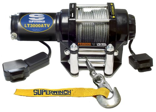 Superwinch 1130220 LT3000ATV 12 VDC winch 3,000lbs/1360kg with roller fairlead, mount plate, handlebar rocker switch, and handheld remote