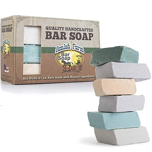 Amish Farms Handmade Bar Soap, Natural Ingredients, Cold Pressed, Carcinogen Free, 6 Ounce - 6 Pack Gift Box (6 Bars)