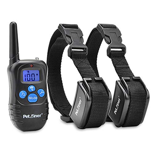 Petrainer PET998DRB2 Dog Training Collar with Remote for 2 Dogs, Rechargeable Waterproof Dog Remote Collar with Beep, Vibration and Static Electronic Dog Collar, 1000 ft Range