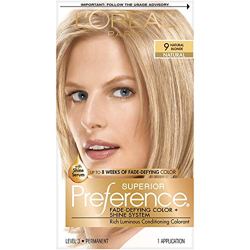 L'Oreal Paris Superior Preference Fade-Defying + Shine Permanent Hair Color, 9 Natural Blonde, Pack of 1, Hair Dye