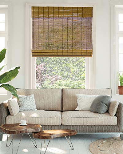 CHICOLOGY Cordless Bamboo Roman Shades, Light Filtering Window Treatment Perfect Resort Feel for Living Dining Room/Bedroom and More, 29' W X 64' H, Fox