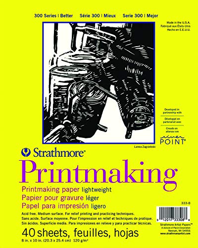 Strathmore Paper Pad 300 Series Lightweight Printmaking, 8'x10', White, 40 Sheets