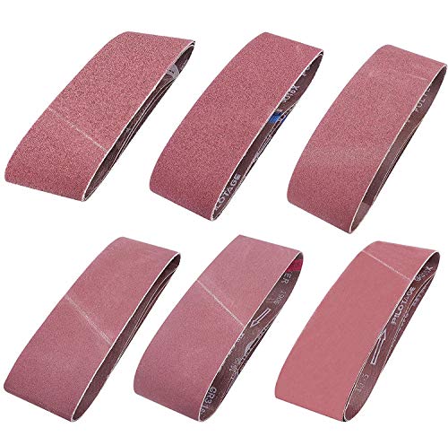 Sackorange 18 PCS 3 inch x 24 inch Abrasive Sanding Belts - 3 Each of 60 80 120 150 240 400 Grit Aluminum Oxide Sander Belts For Belt Sander