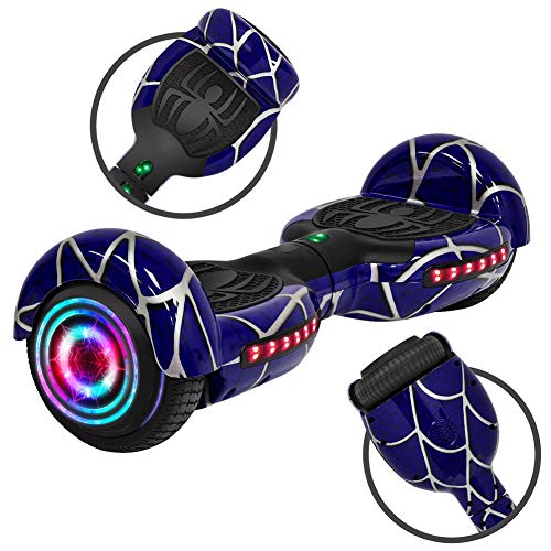 Rawrr Hoverboard Electric Self Balancing Scooter with LED Wheel Lights and Bluetooth Speakers for Kids and Adults, UL2272 Certified, Special Blue Pattern