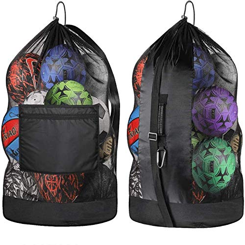 Extra Large Ball Bag,Duty Mesh Equipment Bag,Adjustable Shoulder and Portable Design Fit Adults and Kids, Large Front Pocket for Sporting Accessories,Best for Soccer Ball, Basketball, Swimming Gears