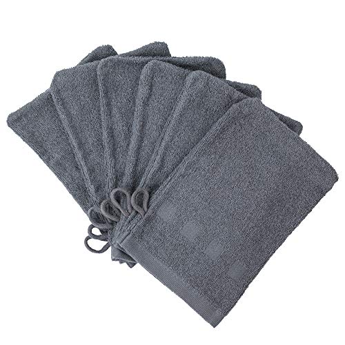 Made Easy Kit Bath Mitts - Pack of 6 - (6' x 9') European Style Washcloth by MEK (Charcoal, 6 x 9 inches)