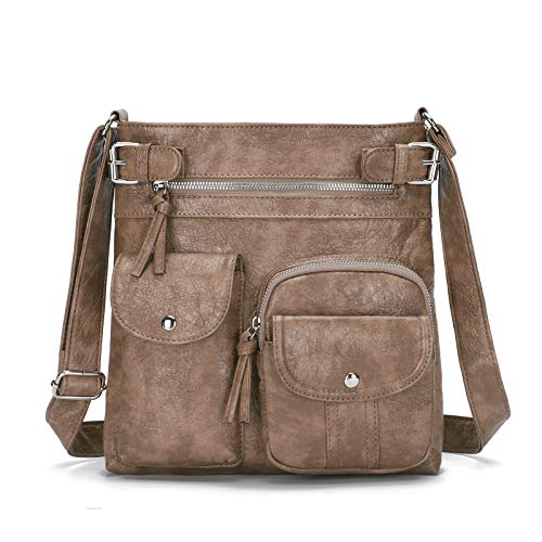 KL928 Everyday Crossbody Bag for Women Waterproof PU Leather Purses and Handbags (02-Khaki)