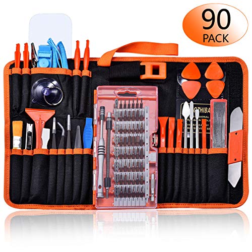 GANGZHIBAO 90pcs Electronics Repair Tool Kit Professional, Precision Screwdriver Set Magnetic for Fix Open Pry Cell Phone, Apple iPhone, Computer, PC, Laptop, Tablet, iPad, Mac book with Portable Bag