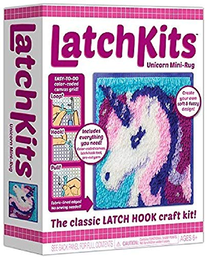 LatchKits Mini-Rug Sewing Kit The Classic Latch Hook Craft Kit - Unicorn (1601Z)