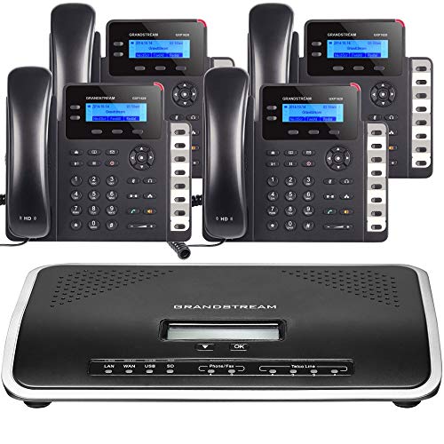 Business Phone System: Starter Pack with Auto Attendant, Voicemail, Cell & Remote Phone Extensions, Call Recording & Free Mission Machines Phone Service for 1 Year (4 Phone Bundle)