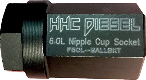 HHC Diesel ~ FORD 6.0L Nipple Cup/Ball Tube Socket ~High Pressure Oil Rail Tool with 1/2' Square Drive & F60L-BALSKT