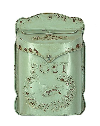 Creative Co-op DA3571 Embossed Tin Letter Box, 10' x 15.5', Aqua