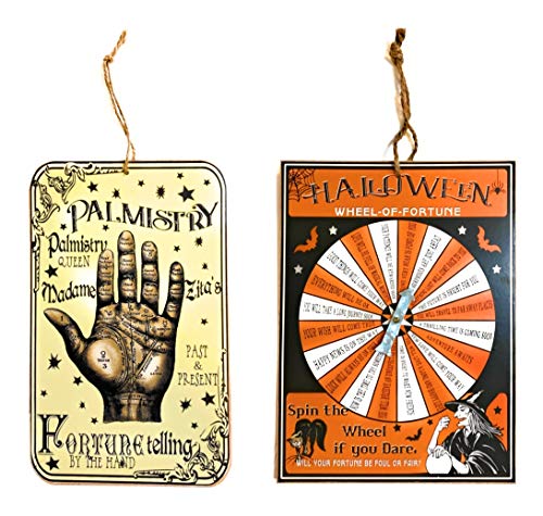 Picture People Halloween Fortune Telling Palm Reading and Wheel of Fortune Spinner Signs - Set of 2 Spooky Fun Signs Decor