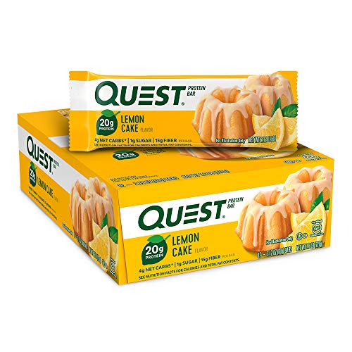 Quest Nutrition Lemon Cake Protein Bar - High Protein, Low Carb, Gluten Free, Keto Friendly, 12 Count
