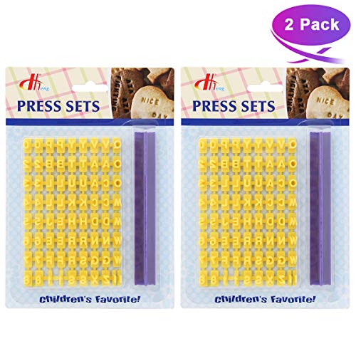Tool Gadget Cookie Stamps, 2 Pack Number Alphabet Stamps for Cookie, Biscuit, Fondant