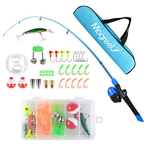 Magreel Kids Fishing Pole, Portable Telescopic Fishing Rod and Reel Combos Full Fish Tackle Kit with Fishing Line, Fishing Gears, Travel Bag for Boys, Girls, Beginner or Youth