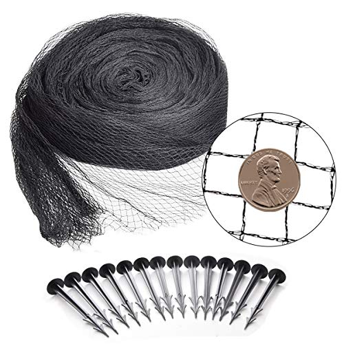 Pond Netting Kit 15 x 20 Feet, Equipped with Ultra-Fine Mesh, Protecting Koi Fish from Birds and Cats, Skimmer Net Screen for Falling Leaves and Debris, 14 Fixing Stakes