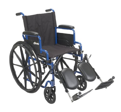 Drive Medical BLS18FBD-ELR Blue Streak Wheelchair with Flip Back Desk Arms, Elevating Leg Rests, 18 Inch Seat