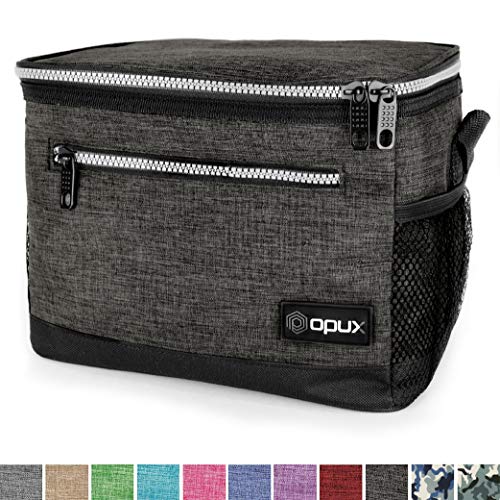 OPUX Premium Lunch Box, Insulated Lunch Bag for Men Women Adult | Durable School Lunch Pail for Boys, Girls, Kids | Soft Leakproof Medium Lunch Cooler Tote for Work Office | Fits 8 Cans (Charcoal)