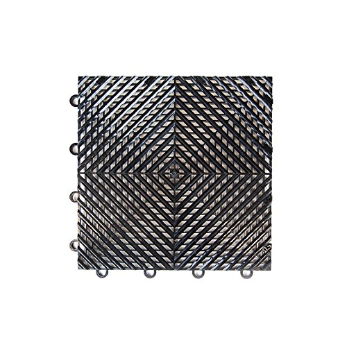 IncStores Vented Nitro Garage Tiles 12'x12' Interlocking Garage Flooring (Black - 52-12'x12' Tiles)
