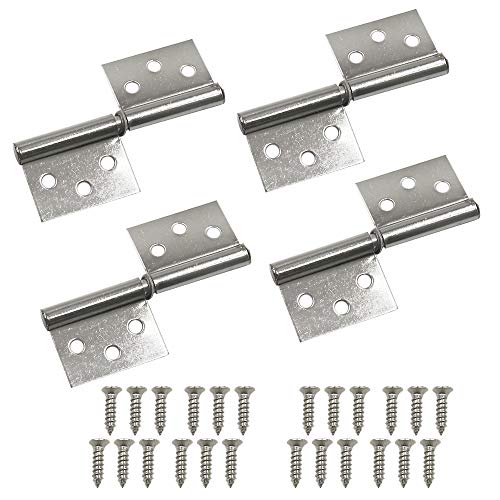 HONJIE 3 Inch Stainless Steel Flag Door Hinge for Cabinet,Closet,Wardrobe,Cupboards 4Pcs(with Screws)