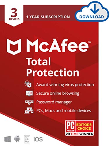 McAfee Total Protection 2020, 3 Device Antivirus Internet Security Software, Password Manager, Privacy, 1 Year - Download Code