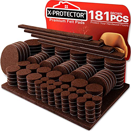 X-PROTECTOR Premium Ultra Large Pack Felt Furniture Pads 181 Piece! Felt Pads Furniture Feet All Sizes – Your Best Wood Floor Protectors. Protect Your Hardwood Flooring with 100% Satisfaction!