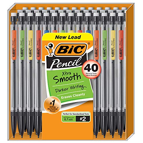 BIC Xtra-Smooth Mechanical Pencil, Medium Point (0.7 mm), 40-Count, For a Smooth Writing Experience