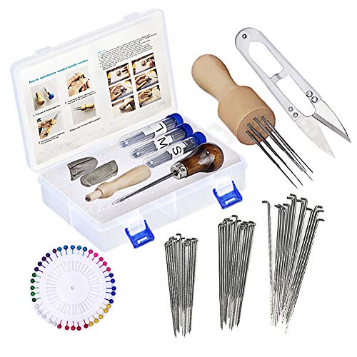 lmzay Needle Felting Tools, Wool Felting Supplies, Needle Felting Kit with 60 Pcs Needles Felting Needles, Foam Mat, Wooden Handle, Scissors, Perfect for DIY Felting Wool Projects