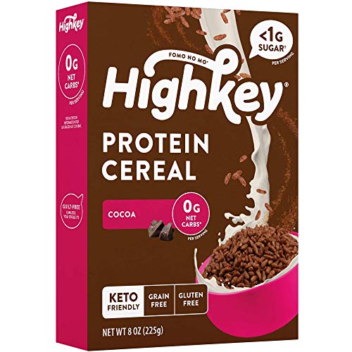 HighKey Protein Snacks - Keto Breakfast Cereal - 0 Net carb & Zero Sugar, Grain & Gluten Free Cereals Snack - Non GMO Food - Paleo, Diabetic, Ketogenic Friendly Flakes - Healthy Grocery Foods - Cocoa