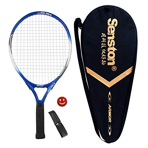 Senston 23' Junior Tennis Racquet for Kids Children Boys Girls Tennis Rackets with Racket Cover Blue White