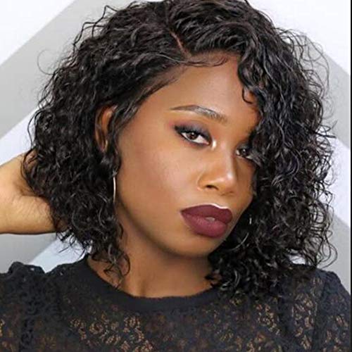 SeraphicWig Glueless Short Curly Bob Lace Front Wig 100% Brazilian Human Hair Pre Plucked With Baby Hair For Women (8 inch, 13x4 150% density)
