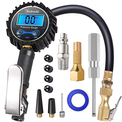AstroAI Digital Tire Inflator with Pressure Gauge, 250 PSI Air Chuck and Compressor Accessories Heavy Duty with Rubber Hose and Quick Connect Coupler for 0.1 Display Resolution