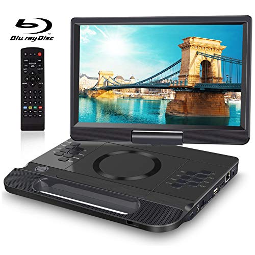 FANGOR 12 Inch Portable Blu Ray Player with Rechargeable Battery and Remoto Control, 1080P Video HDMI Output & AV in, USB/SD Card, Snyc Screen, Last Memory, Region Free