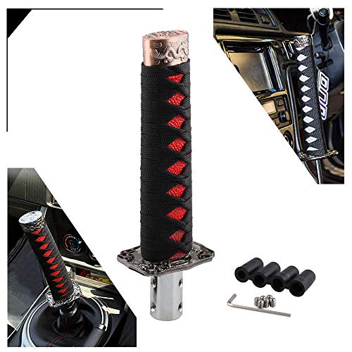 RYANSTAR Katana Shift Knob Samurai Sword Gear Shifter with 4 Adapters Universal Fit for Manual Cars Most Automatic Cars with 4 Adapters Black+Red