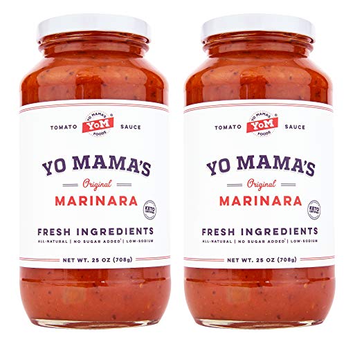 Keto Marinara Pasta Sauce by Yo Mama's Foods - Pack of (2) - No Sugar Added, Low Carb, Low Sodium, Gluten Free, Paleo Friendly, and Made with Whole, Non-GMO Tomatoes.